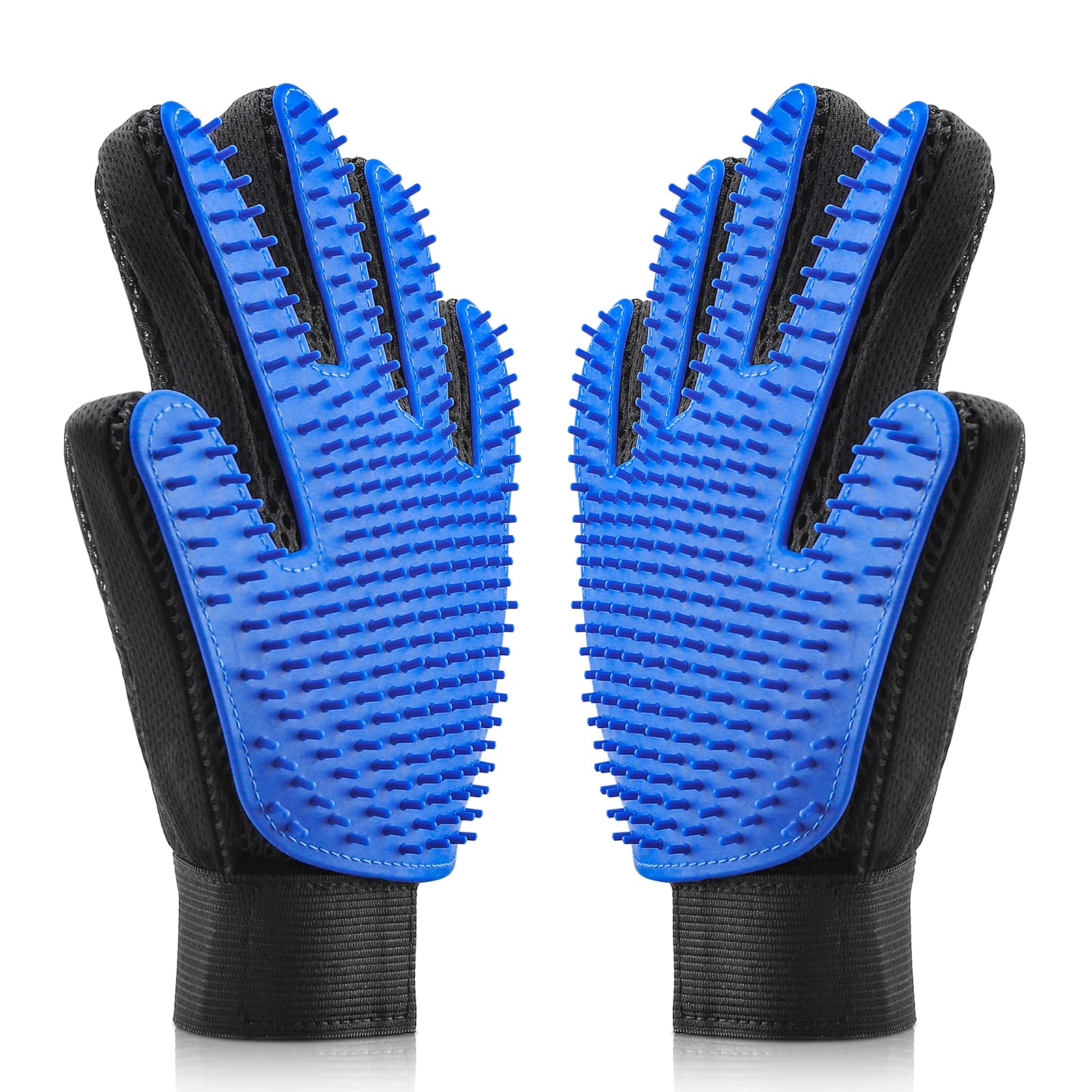 USION Pet Dog Cat Grooming Glove 2 Pack,[Upgraded 259 Pins] Pet Hair Remover Mitt Massage Deshedding Glove Brush with Longer Tips for Long Short Fur Dogs Cats Rabbits Horses and More(LEFT & RIGHT)