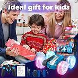Rodzon RC Car for Kids 6+ Stunt 360° Flip LED Lights 2 Batteries Blue view 6