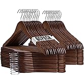 Uinicor Wooden Hangers - 60 Pack - Clothes Hanger for Daily Used,Heavy Duty Wood Hangers with Precisely Cut Notches,Coat Hanger for Closet, Clothes Hangers for Shirt Suit Dres（Walunt）