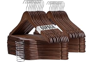Uinicor Wooden Hangers - 60 Pack - Clothes Hanger for Daily Used,Heavy Duty Wood Hangers with Precisely Cut Notches,Coat Hanger for Closet, Clothes Hangers for Shirt Suit Dres（Walunt）