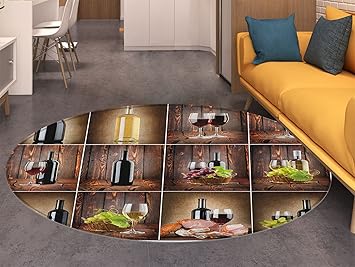 Amazon Com Wine Round Area Rug Wine Themed Collage On Wooden