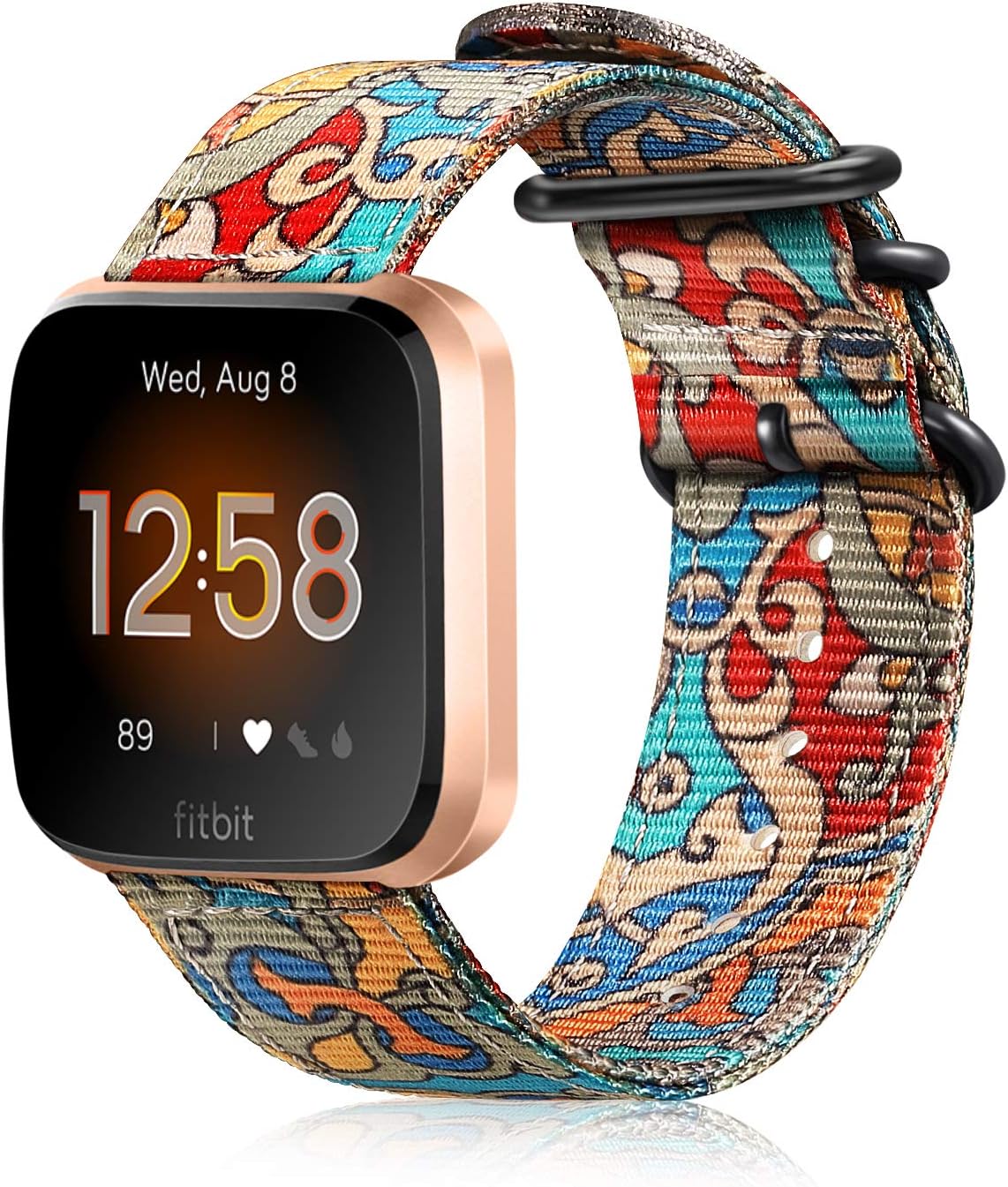 Fintie Bands Compatible with Fitbit Versa 2 / Versa/Versa Lite Edition, Soft Nylon Replacement Strap Wristband Accessories Compatible with Fitbit Versa Smart Watch, Cartoon Floral: Home Audio & Theater