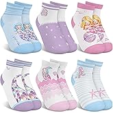 hometrixx 6 Pairs Kids Girls Ankle Socks Low Cut Cartoon Mermaid Balloon Animals Breathable No Show Socks aged for 2-11 Years