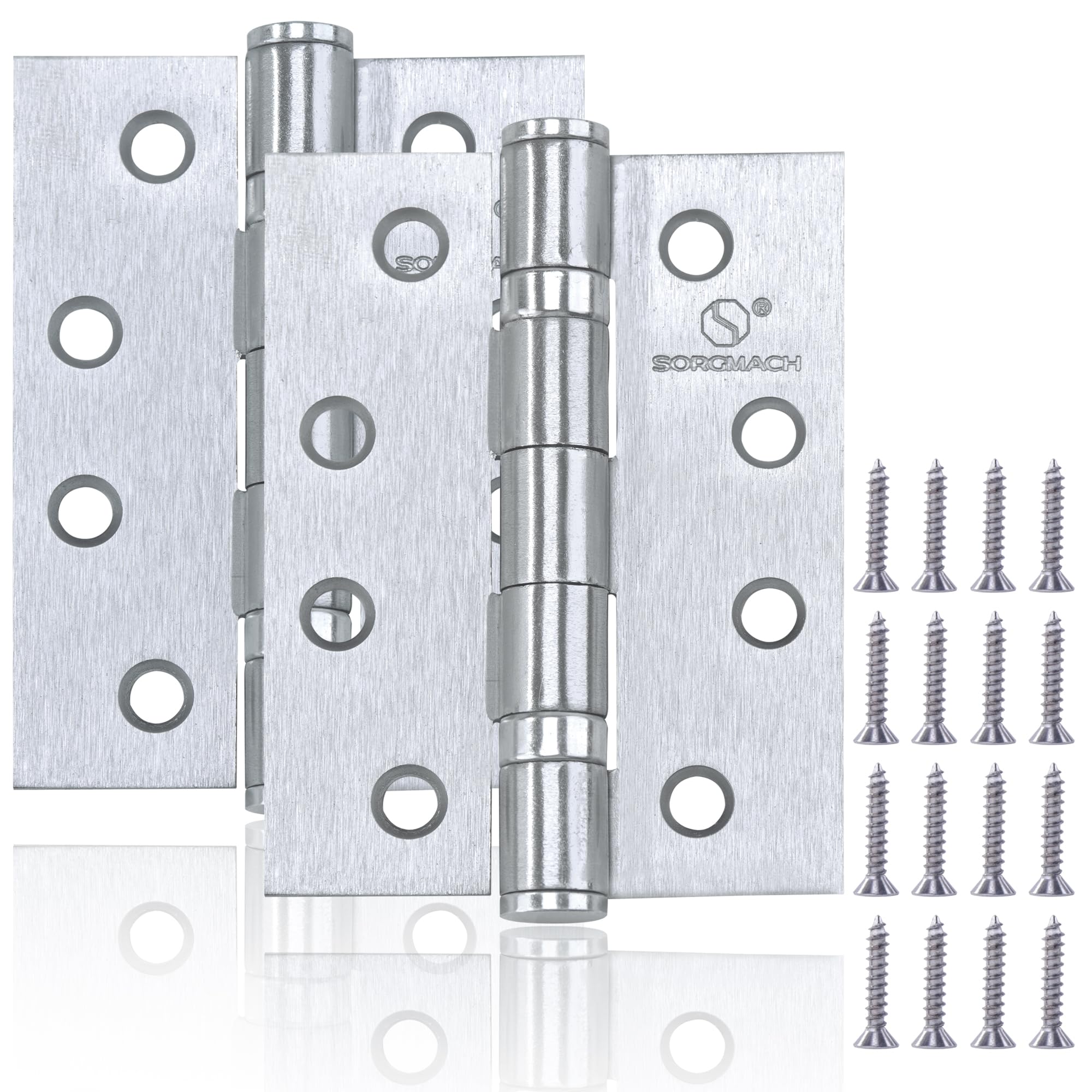 Pack of 2 Hinge 100 x 76 x 3 mm Satin Chrome Door Hinges for Wooden Doors Hinges Foldable for Interior and Exterior Doors of Commercial Buildings