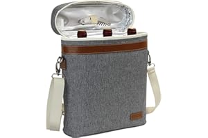 ZORMY 3 Bottle Insulated Wine Tote Cooler Bag, Portable Wine Carrier with Corkscrew Opener and Shoulder Strap for Beach Travel Picnic, Unique Wine Carrier for Wine Lover Gifts Grey