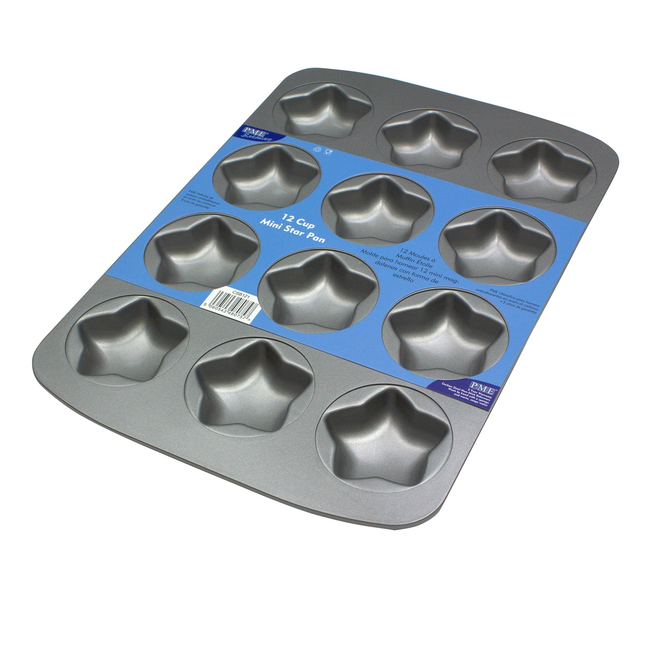 PME Non Stick 12 Cup Mini Star Pan, Black/White