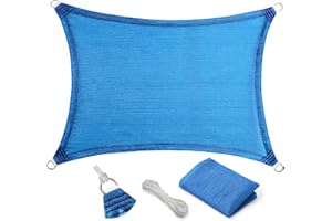 Eden's Decor 6' x 8' Blue Sun Shade Sail Outdoor Canopy Rectangular Awning Fabric Cloth Screen for Patio Garden Backyard Pergola Custom Size