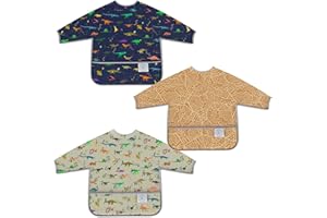 BABYBOET Waterproof Long Sleeve Baby Bibs 3PCS, Bavette Bébé Baby Feeding Bibs, Bavette Manche Longue Bebe – 6-36 Months