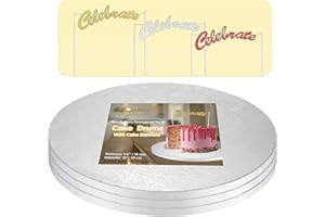 GOLDENBAKERYFAMILY 12 Inch Cake Drums with Banner Cake Topper-Cake Board Round White(3-Pack) 1/2 Inch Thick Cake Boards Sturdy, Greaseproof for Birthday Wedding Multi-Tiered Party Cake Boards by GBF