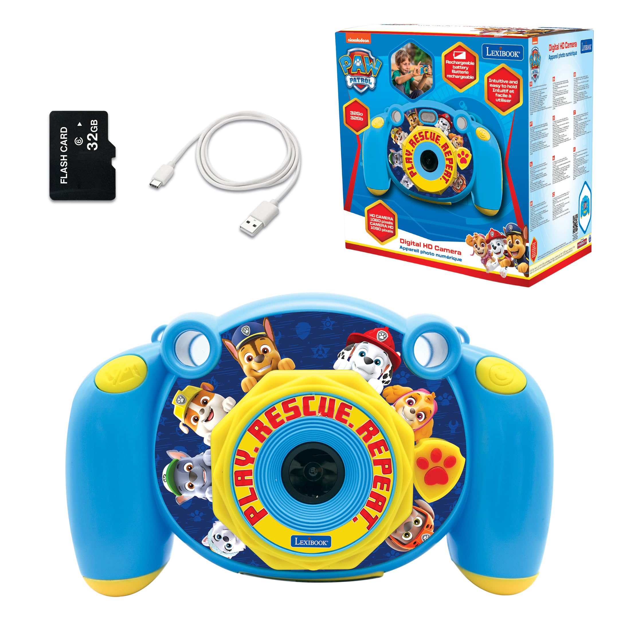 Lexibook, Paw Patrol, 4-in-1 Kids digital camera, photo and video function, games, 32GB SD card included, blue, DJ080PA — image 1