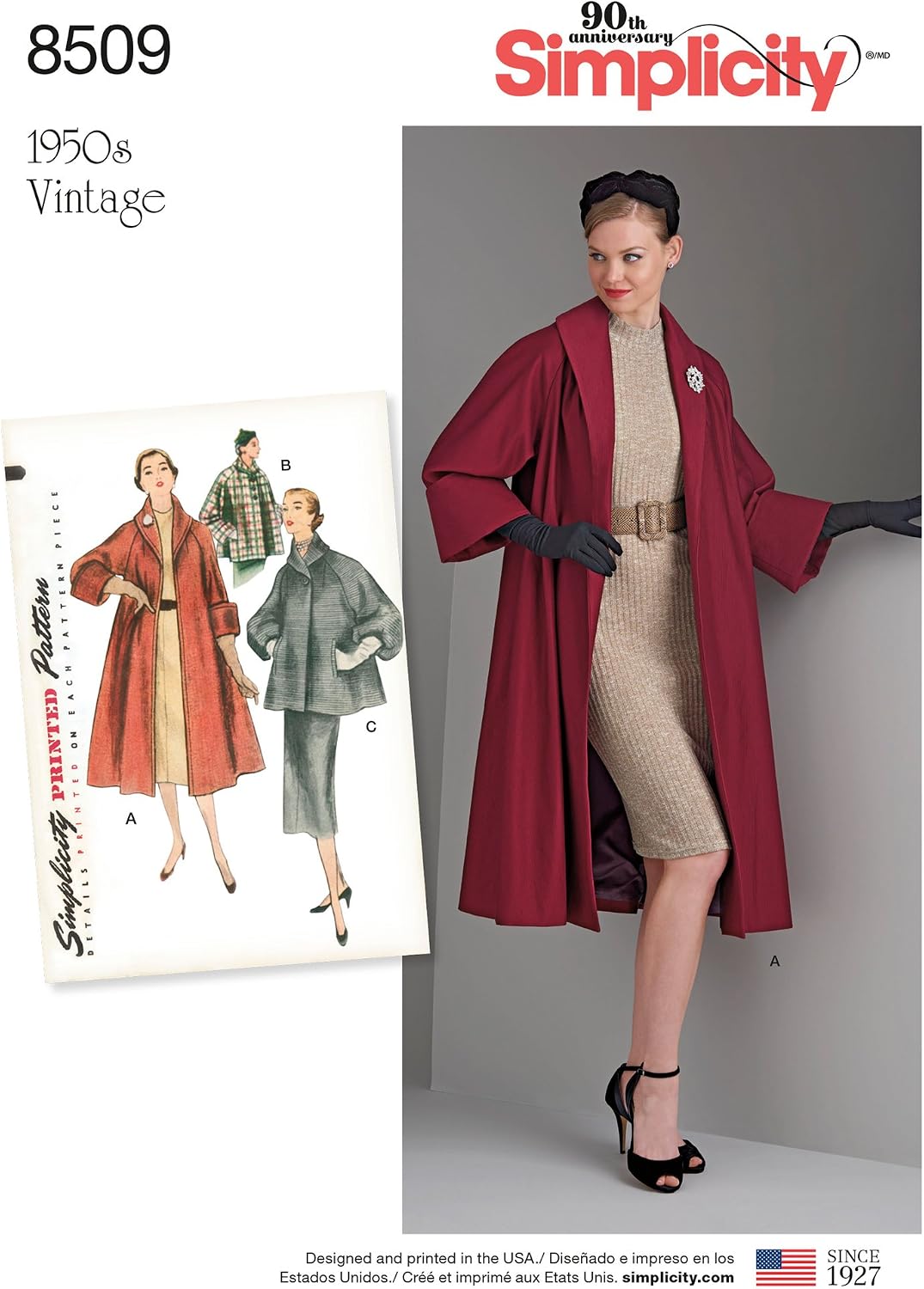 Simplicity Pattern 8509 R5 (14-16-18-20-22) Misses' Vintage Coat or Jacket, Paper, White, 22 x 15 x 1 cm