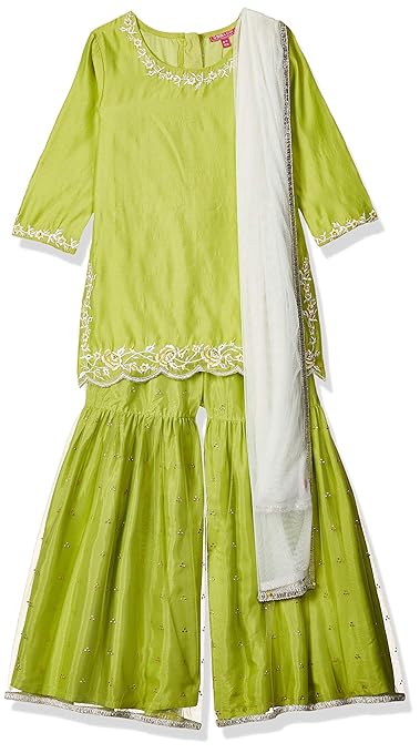 Girl's Synthetic Straight Salwar Suit Set