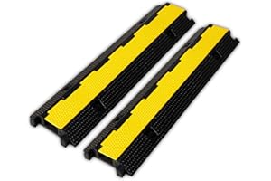 F COME 2 Pack Rubber Cable Ramp Hose Cable Protector Ramp 1 Channel 22000Lbs Load Capacity Traffic Speed Bump Wires Power Lines Extension Cord Cover for Indoor Outdoor