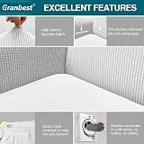 Granbest High Stretch 3 Seater Sofa Cover Creamy White Jacquard Spandex Non Slip view 3