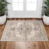 RUUGME Washable 2x3 Area Rugs - Large Boho Rugs for Living Room Stain Resistant Carpet Vintage Tribal Rugs for Bedroom Kitchen Bathroom with Non Slip Backing Home Decor Floor Decoration Mat 2x3 Beige