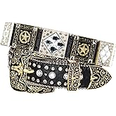 West Star Texas Genuine Leather Rhinestone Belt for Women & Men - Western Style with Sparkling Crystal Studs