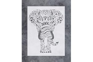 G GSS DESIGNS GSS Designs Wall Art Stencil (12x16Inch) - Mandala Elephant Wall Stencil - Vibrant Floral Pattern for Home Wall Decor (SL-059)