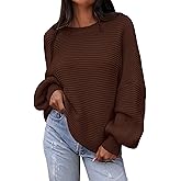 PRETTYGARDEN Womens Sweaters Fall 2025 Lantern Long Sleeve Oversized Sweater Casual Crewneck Chunky Knit Ribbed Pullover Tops