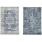 DOTAIN Boho Blue Kitchen Towels,Boho Vintage Navy Blue Waffle Kitchen Weave Dish Towel Cloth Decor,Blue Kitchen Decor(24x16inch Set of 2)