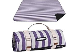 ALLBFENG 60”x 80” Picnic Blanket Waterproof and Foldable Beach Blanket, 5-Layer Outdoor Mat with Carry Strap for 6 to 8 Adults, for Camping, Park, Beach, Grass, Indoors…