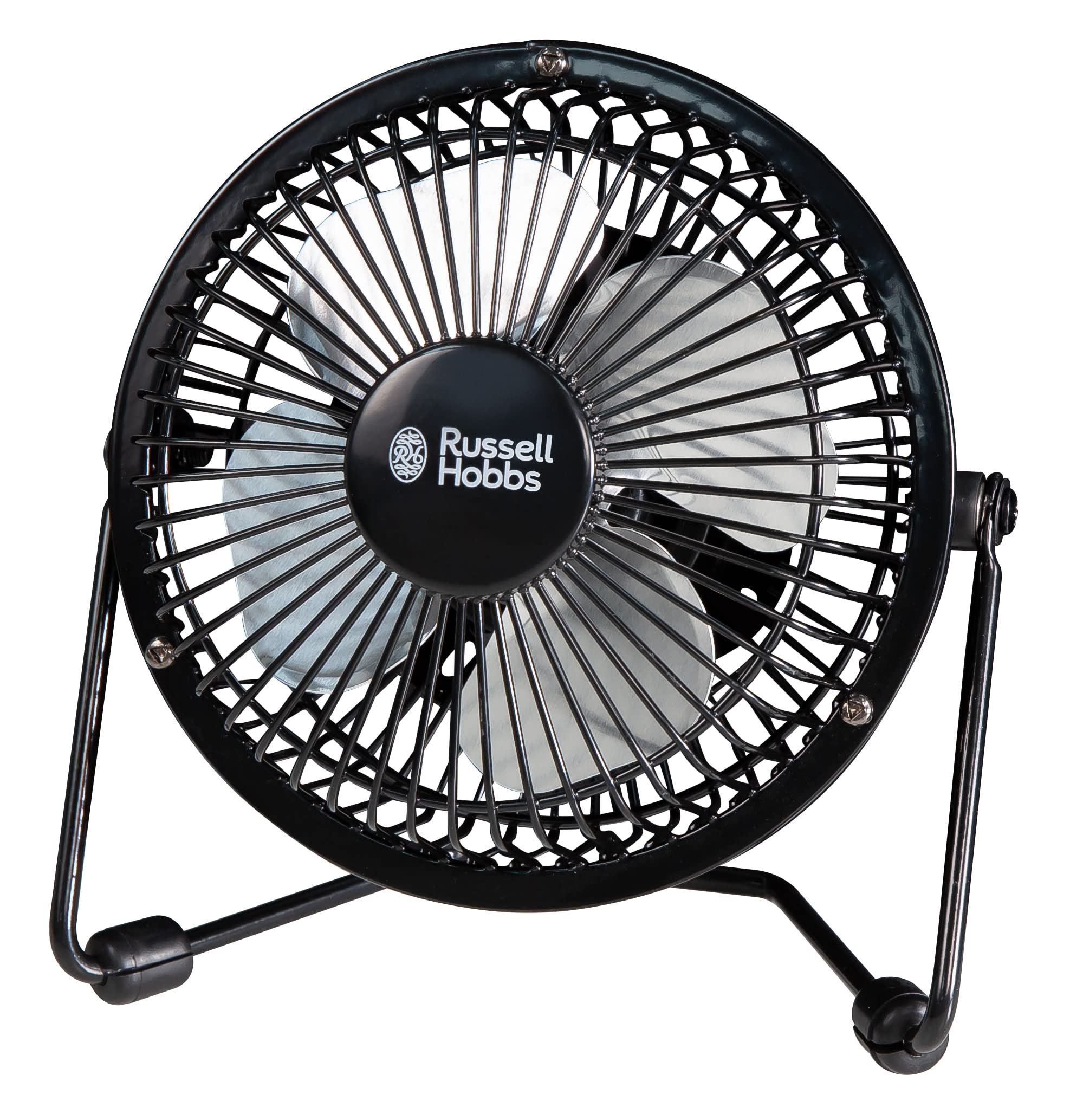 Russell Hobbs 4" Inch, Lightweight, Compact, Portable, USB Desk Fan, Quiet Operation, 1m Cord, Black - RHUSBF0421B