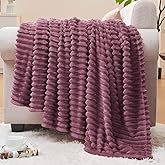 BEDELITE Fleece Throw Blanket for Couch – 3D Ribbed Jacquard Soft and Warm Decorative Fuzzy Blanket – Cozy, Fluffy, Plush Lightweight Plum Throw Blankets for Bed, Sofa, 50x60 inches