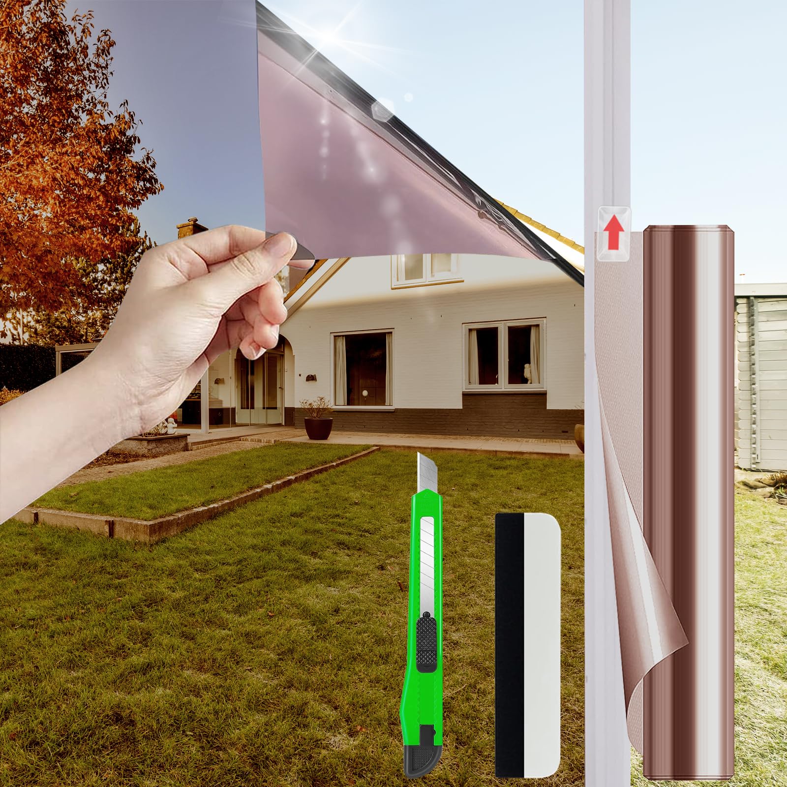 Antrect Window Film Privacy One Way Window Film Reflective Window Privacy Film For Glass Mirror Window Sun Blocker Stained Glass Opaque Film