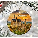 Germany Watercolor Ornament - Ceramic Christmas Keepsake - Honeymoon Anniversary - Travel Souvenir - Housewarming Present - Gift for Germany Lover Printed on Both Sides