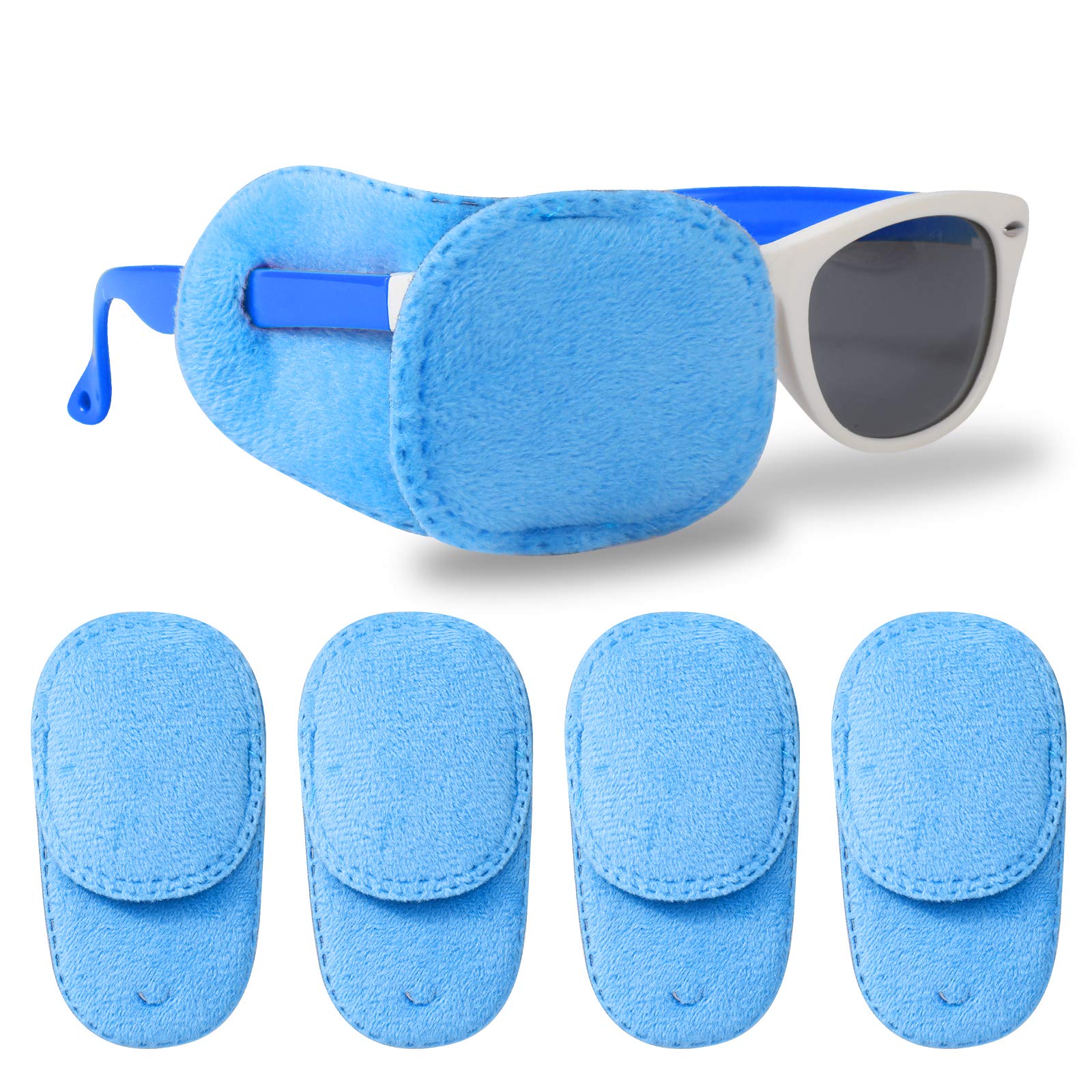 HIFOT 4pcs Eye Patches for Kids Girls Boys, Soft Eye Patch for Glasses Eyepatch for Adults Children Lazy Eye Amblyopia Strabismus to Cover Either Eye - Blue