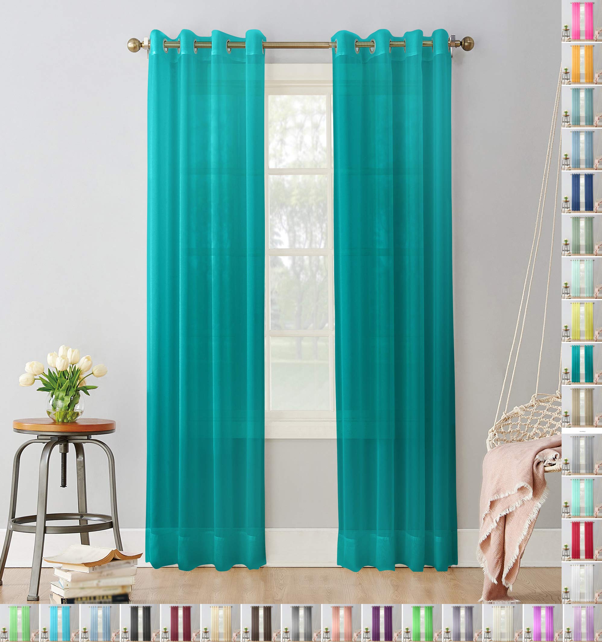 Megachest pair of sheer voile RING top (teal, 56" wideX90 drop(W142cmXH228.5cm))