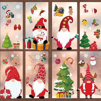 Fancy Daily 400 Pcs Christmas Window Stickers 10 Sheets Reusable PVC