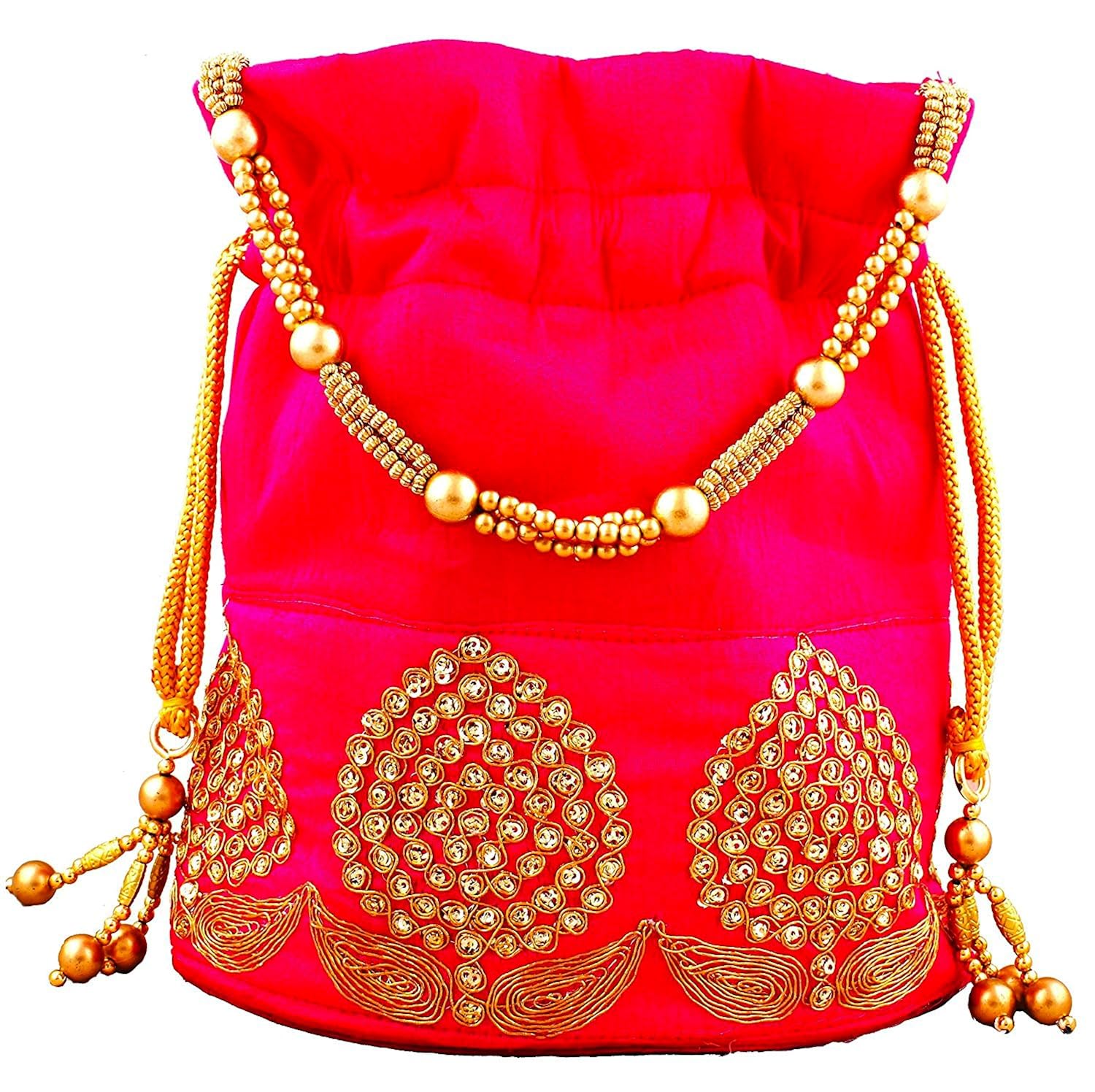 dms retail rajasthani potli bag for wedding satchel bag for women and girls pink