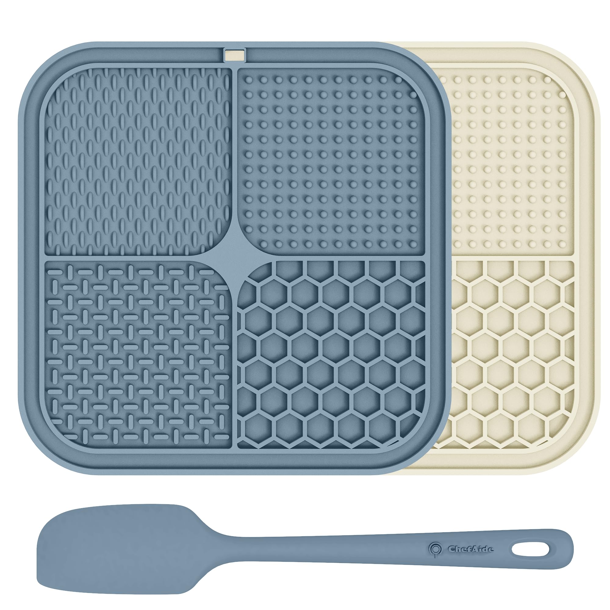 Photo 1 of  ***** ONLY 1 **** ChefAide 2 Pack Lick Mat for Dogs,Cats,Upgraded 8.5×8.5 inches Licking Mats with Suction Cups,Slow Feeder Licking Pad for Anxiety Relief and Boredom Reducer,Suitable for Dog Training Set 5