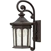 Hinkley Raley Medium Wall Mount Outdoor Lantern, Aluminum, Clear Water Glass Shade, Estate Series, Oil Rubbed Bronze Finish
