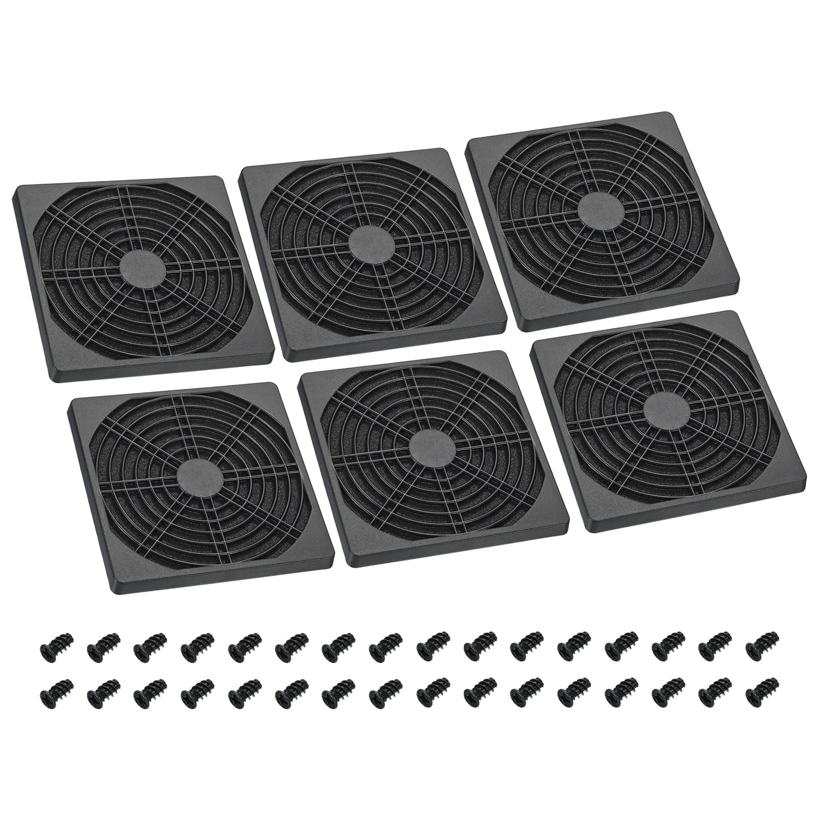 PATIKIL 120mm Cooling Fan Filter with Screw, 6 Pack ABS Ventilator Grill Protector Guard for Fan Protective Cover DIY, Black