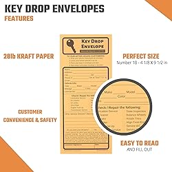 100 Key Drop Off Envelopes for After Hours – Auto