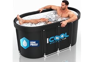 ICOOL RECOVERY TUBS Upgraded Cold Ice Bath Tub for Athletes Wellness, 130 Gal XL Large Collapsible & Inflatable Cold Plunge Tub | 5 Layers for Post Exercise Recovery, Portable Bathtub for Home, Gym, Everywhere