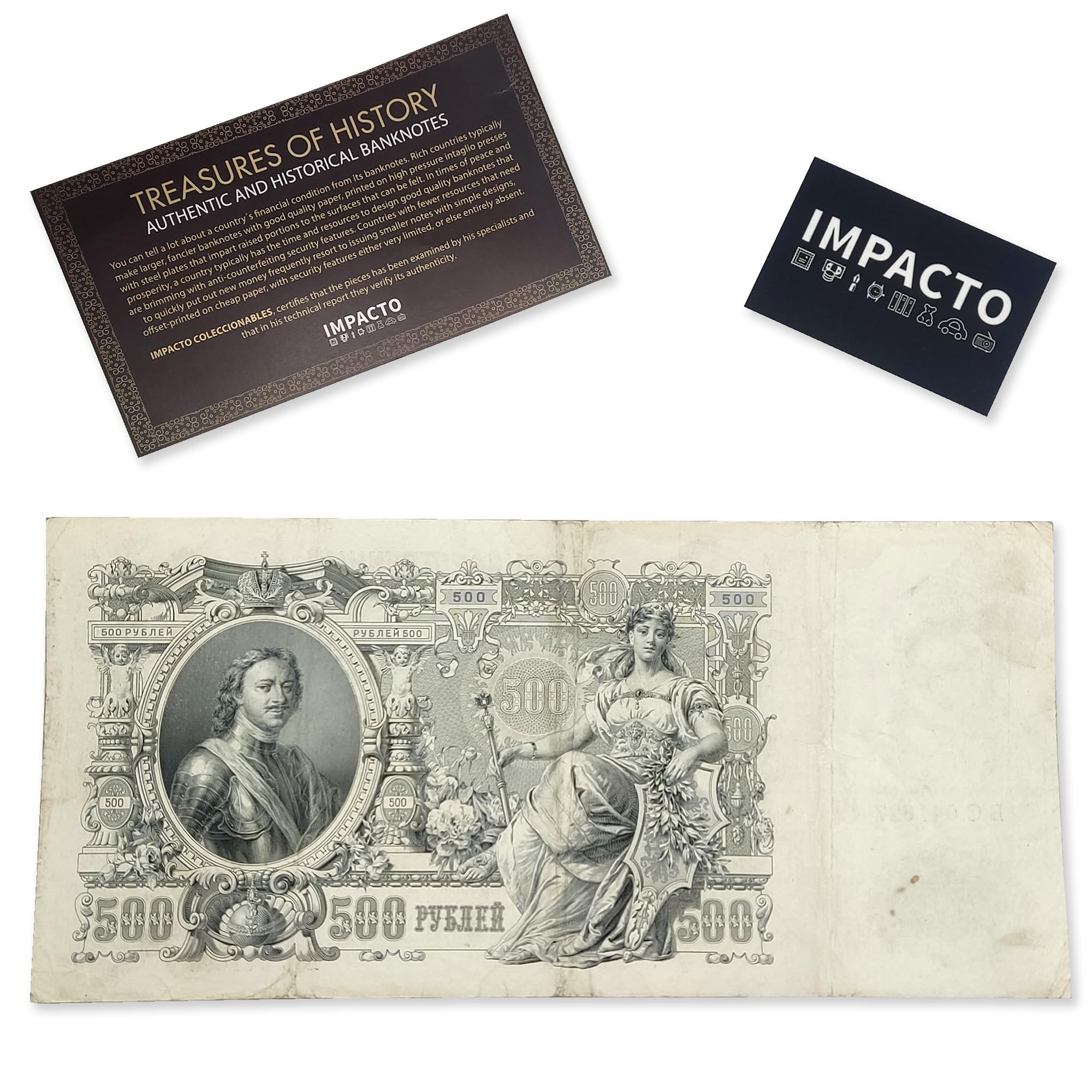 World Paper Money: The Biggest Banknote Peter The Great 1912 - Elevate Your Foreign Currency Collection with Old Banknotes and complete your Album. Certificate of Authenticity included.