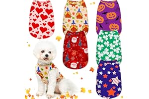 Xuniea 6 Pieces Holiday Dog Shirt Christmas Dog Clothes Thanksgiving Day Pet Clothes Seasonal Puppy Festival Vests Pet Shirts for Halloween Valentine's Day St Patrick's Day(XL (fit 9-11lbs))