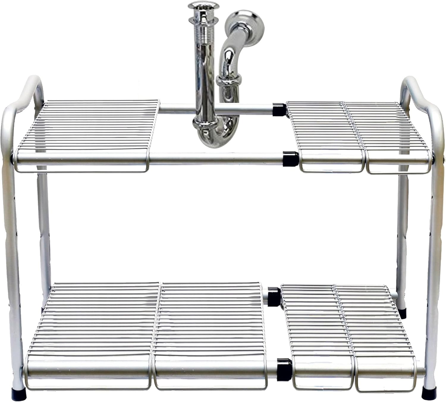 2 Tier Stainless Steel Under Sink Adjustable Expandable Kitchen Storage