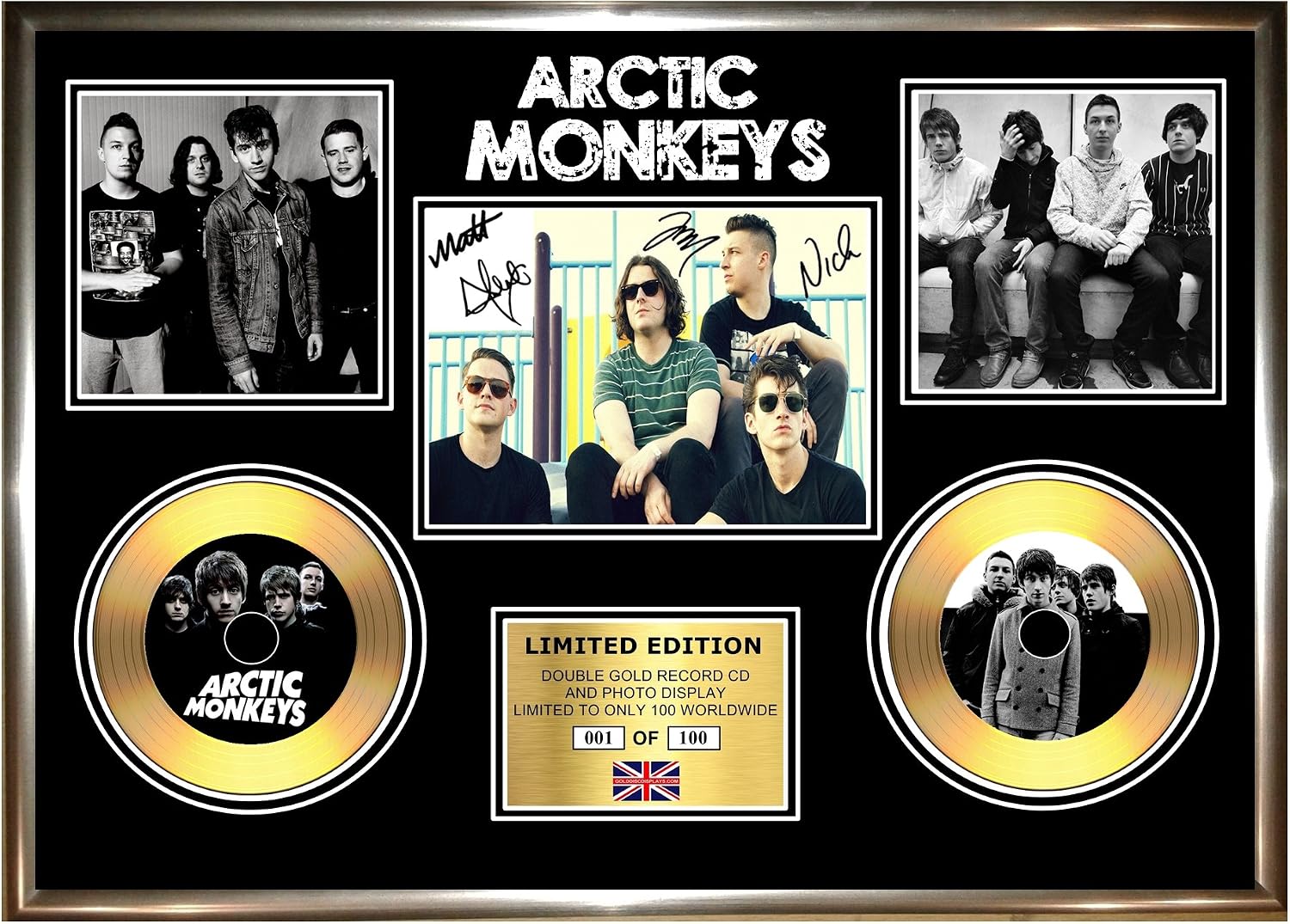 ARCTIC MONKEYS A3 LIMITED EDITION SIGNED FRAMED DOUBLE GOLD VINYL arctic-monkeys-a3-limited-edition-signed-framed-double-gold-vinyl
