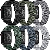 Lerobo 6 Pack Braided Bands Compatible with Apple Watch 44mm 45mm 42mm 49mm 46mm 41mm 40mm 38mm Women Men Stretchy Nylon Solo Loop Sport Strap for iWatch Ultra SE 3/2/1 Series 11 10 9 8 7 6 5 4 3 2 1