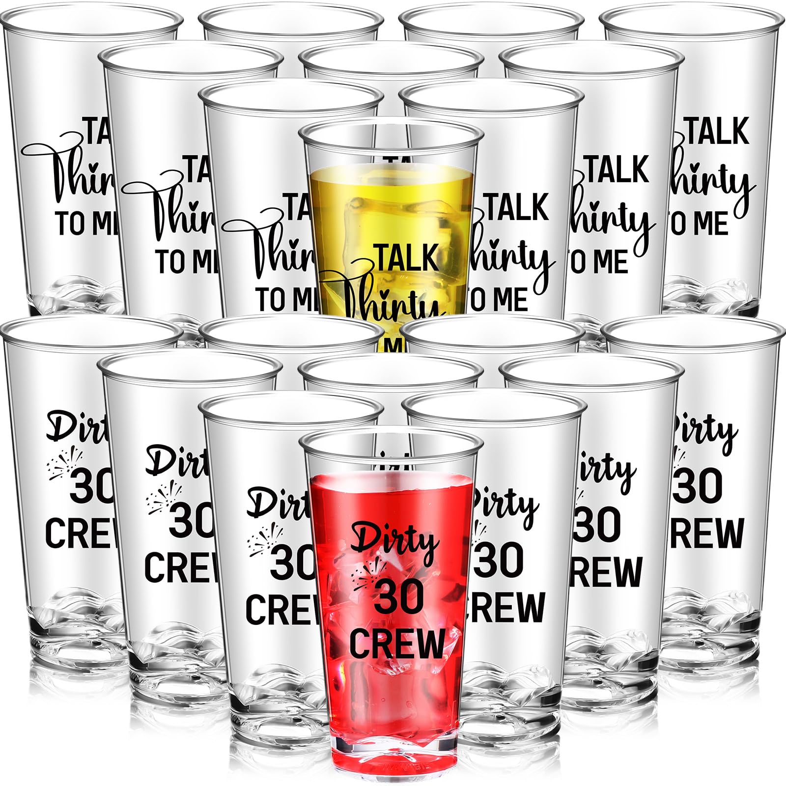 Photo 1 of Willinglong 60 Pcs 30th Birthday Shot Glasses for Men Women, Disposable Dirty 30 Party Plastic Cups Decors 30th Birthday Party Anniversary Wedding Favors Gifts(1.69oz)
