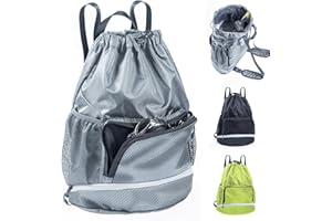 VIGEGARI Swim Bag Beach Backpack Sports Drawstring Backpack - Gym Bag with Shoes Compartment and Waterproof Pocket for Gym Accessories, Swim Essentials - Kids Swim Backpack Mens Beach Bag, Workout Bag