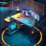 Bestier 106.5CM L-Shaped Gaming Desk RGB Lights 3 Outlets 2 USB Ports view 5