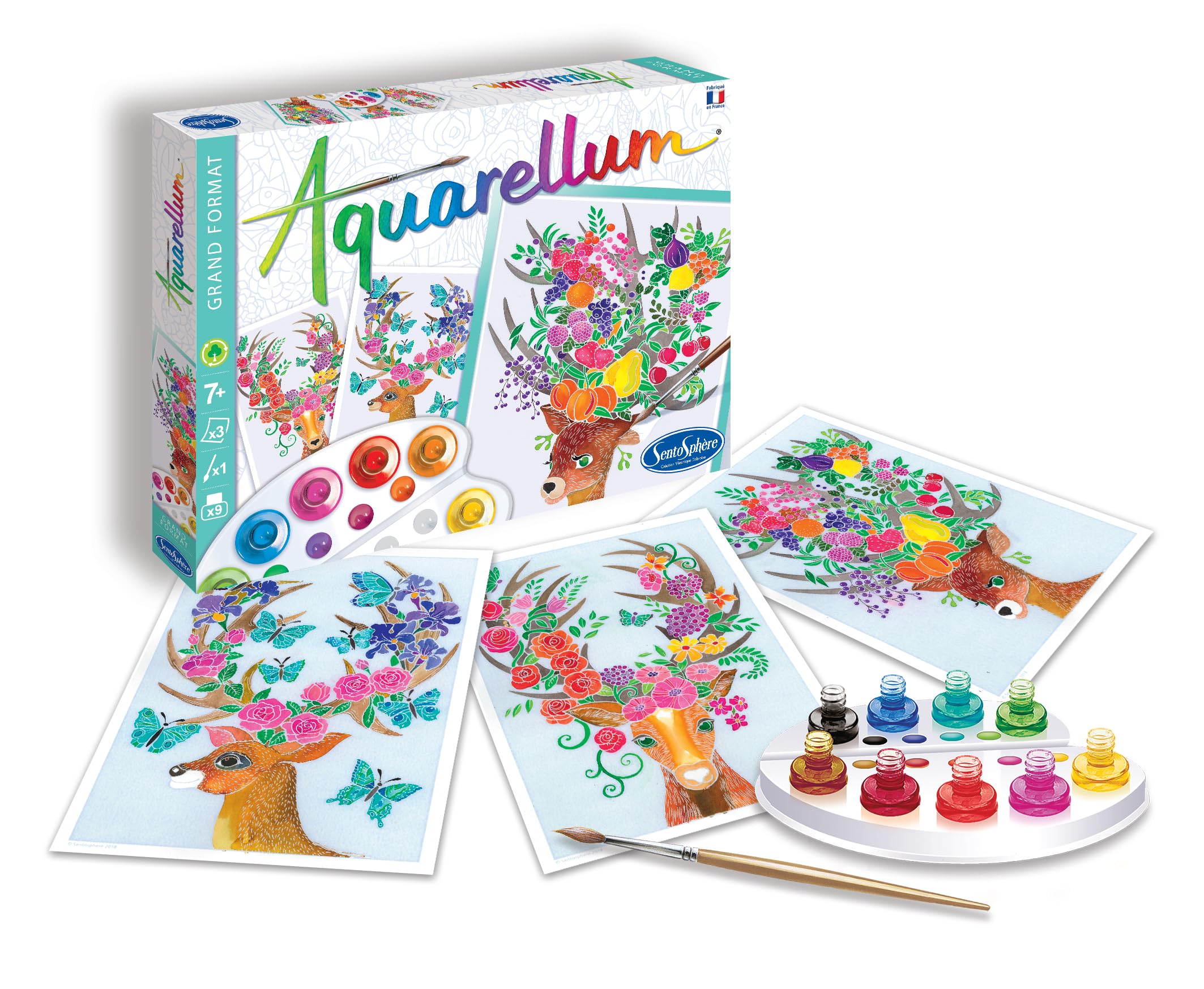 Sentosphère - Aquarellum - Enchanting deer - Painting kit - Magic watercolour paint - From 7 years - made in France