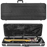 MUZNOTE ABS Electric Guitar Case Electric Guitar Hard Case Gig Bag 1.1 Inch Foam Plush Interior Thick Padding for Electric Guitars, Waterproof(Black)