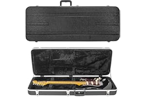 MUZNOTE ABS Electric Guitar Case Electric Guitar Hard Case Gig Bag 1.1 Inch Foam Plush Interior Thick Padding for Electric Guitars, Waterproof(Black)