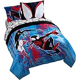 Marvel Spiderman Across The Spider-Verse Glitch 7 Piece Queen Size Bed Set - Includes Comforter & Sheet Set Bedding - Super Soft Fade Resistant Microfiber (Official Product)