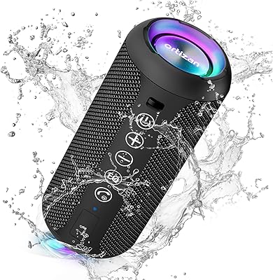 Ortizan Portable Bluetooth Speaker (1nd Gen), IPX7 Waterproof, Wireless, Big Sound and Deep Bass, TWS Pairing, 30Hrs of Playtime, for Home/Party/Outdoor/Beach, Birthday Gifts for Men Women - Black
